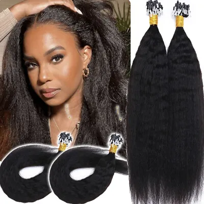 16 -22  Micro-ring Loops Human Hair Extensions Micro Beads Thick Natural Black • $59.52