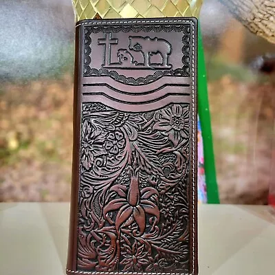 Montana West Wallet Praying Cowboy Floral Handtool Real Leather Bifold In Box  • $49