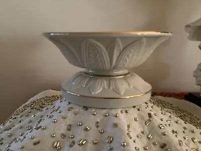 Vintage Lenox Footed Cake Plate Cake Stand Pedestal With Gold  USA Made • $49.99