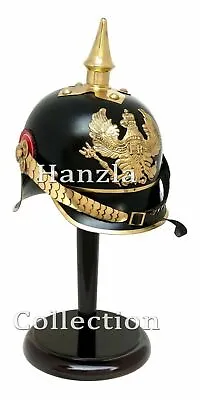 Brass German Officer's Armor Prussian Pickelhaube Spiked WWI Helmet With Stand • $131.89