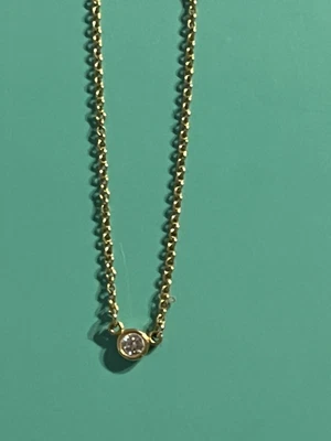$405 • Buy Tiffany & Co. Single Diamond By The Yard/Peretti  18K/750  Gold Necklace