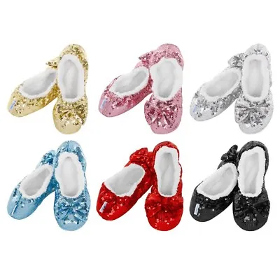 Ladies Bling Sequin Cosy Snoozie Slipper Fleece Christmas Mother's Day Gift • £13.99