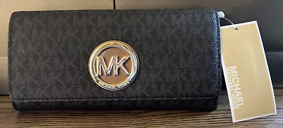 Authentic Michael Kors Fulton Brown/Gold Zipper CARRYALL Wallet NWT 32S7GFTE38 • $75