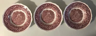 Mason's Pink Vista Rimmed Soup Bowls  23cm Diameter X3  - Ironstone. • £18
