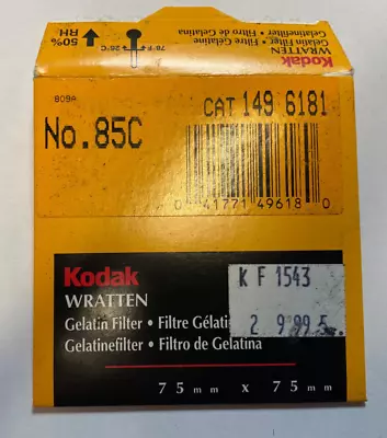$31.50 • Buy KODAK WRATTEN GELATIN FILTER NO. 85C 3  /7.6cm Square Opened