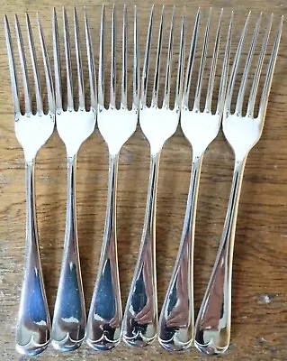 6 ANTIQUE 1924 Walker & Hall OLD ENGLISH SHEFFIELD SILVER PLATE DINNER TEA FORKS • £1