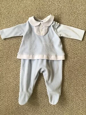 Zip Zap Baby Boy Spanish Style Blue Velour Babygrow Outfit/2 Layers 1 Mos/56 Cm • £7