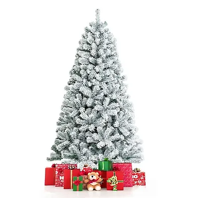 £49.99 • Buy 6FT Snow Flocked Artificial Christmas Tree Unlit Hinged Xmas Tree W/ 600 Tips
