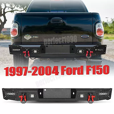 Offroad Steel Rear Bumper For 1997-2004 Ford F150 W/ 4x LED Lights & 2x D-Rings • $626.99