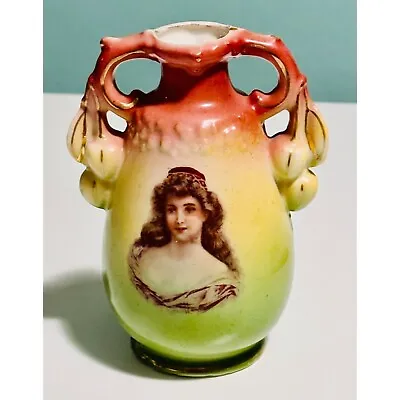 $59.99 • Buy Antique Victorian Vase Royal Austria Austrian Muse Lady Portrait Two Handled App