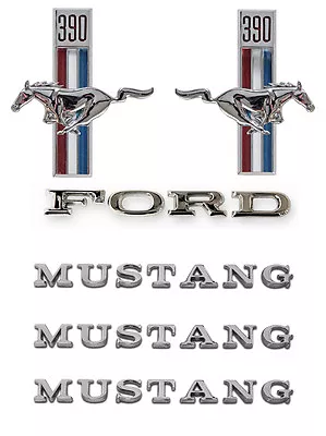 NEW! 1967 Ford Mustang 390 Running Horse Emblem Kit Fenders Hood Trunk 6 Pc Set • $99.95