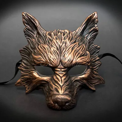 Wolf Animal Masquerade Mask Men's Masquerade Mask Halloween Copper Mask • $19.95