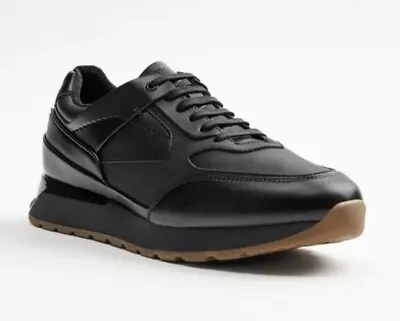 $61 • Buy Zara Black Men's Sneakers Size 41 Leather Upper Fabric