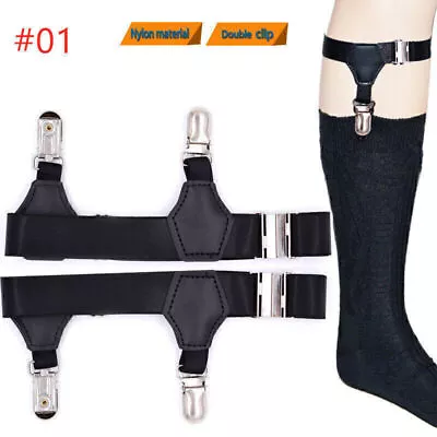 Men Pair Elastic Sock Suspender Garter Single Clip Hold Up Brace Socks Holders • $7.20
