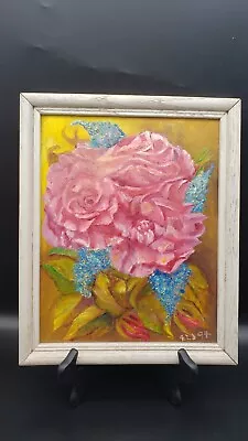 VTG Pink Roses Floral Oil Painting On Canvas Signed F.I.D. 1994 Framed 9 X11  • $42.99