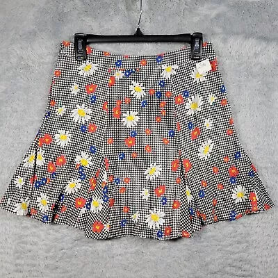 MinkPink Godet Skirt Womens Small Floral Check Short Pullon NWT 28x16 • $24.99