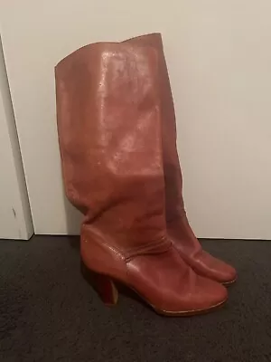 Pinwheels Brown Genuine Leather Tall Zip Up Boots -sz 9b Vgc Made In Brazil • $40