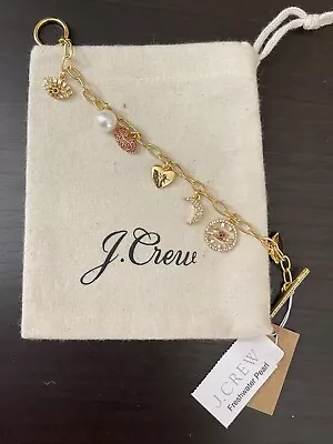 J.Crew Mixed Pavé Charm Bracelet! NWT Gold With J.Crew Bag. • $28