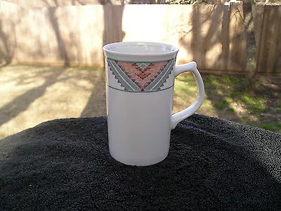 Mikasa Intaglio Santa Fe Peach Turquoise Southwest Design White Cappuccino Mug • $15