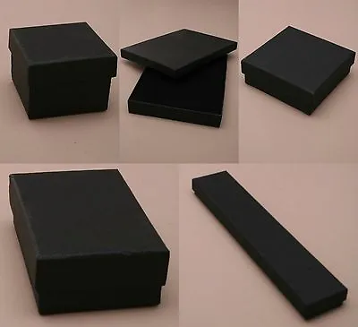 Pack Of 12 Black Card Gift Jewellery Boxes Black Insert Wholesale Bulk  • £10.99