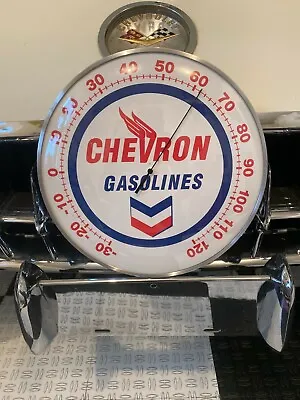 CHEVRON 66 Gas And OIL Vintage Style Round Thermometer 12  INCH NEW GLASS FACE • $29.99