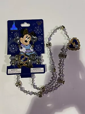 Disney World 50th Anniversary Minnie Mouse Kids Earring Necklace Toy Jewelry Set • $25