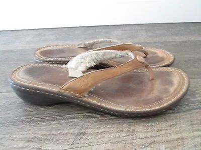 Ugg Hamoa 1791 Brown Leather Flip Flops Womens Sz 9 • $15