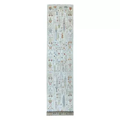 2'9 X15'6  Ivory Angora Oushak With Cypress Design Wool Hand Knotted Rug R67025 • $1122.30