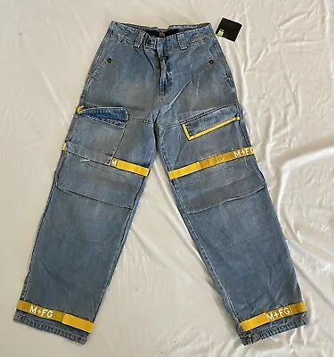 MARITHE FRANCOIS GIRBAUD Jeans Light Blue/yellow Size 34 90s HipHop • $115