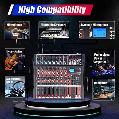 8 Channel Live Sound Mixing Console Bluetooth Studio Audio Mixer Black & Red USB • $69.35