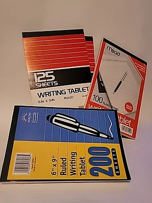 Lot Of 4 NOS Vtg Plain Ruled Paper Writing Tablets 6 X9  Pen-Tab Norcom Mead • $14.99