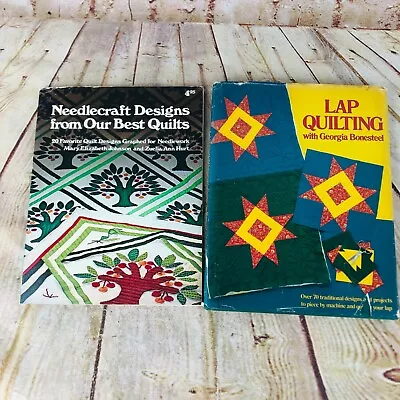 Vtg Quilt Books W Patterns Lap Quilting & Needle Designs Sewing • $2.88