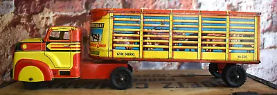 Vintage 1940s Marx 303 Marcrest Livestock Lines Pressed Steel Truck & Trailer • $199.95