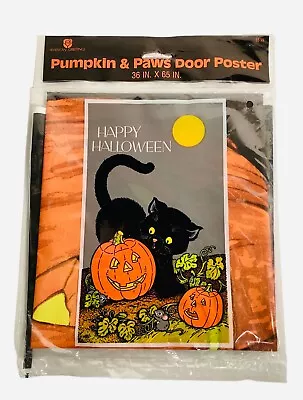 Vintage Pumpkin & Paws Plastic Door Poster 36” X 65” American Greetings USA NIP • $9