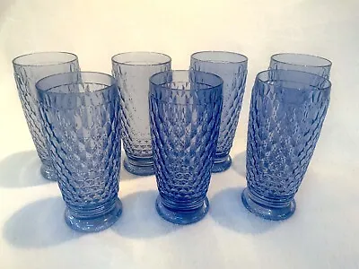 Set Of 7 Villeroy & Boch ‘Boston’ Blue Water/Iced Tea Glasses • $65