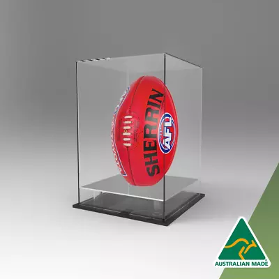 Football / AFL Display Case SILVER Mirror Base Acrylic - Upright /Vertical • $124.90