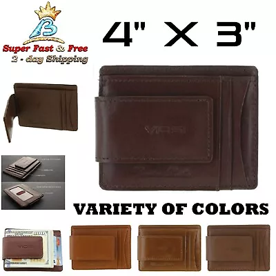 Mens RFID Pocket Money Clip Wallet Minimalist Card ID Holder 4  Genuine Leather  • $34.45