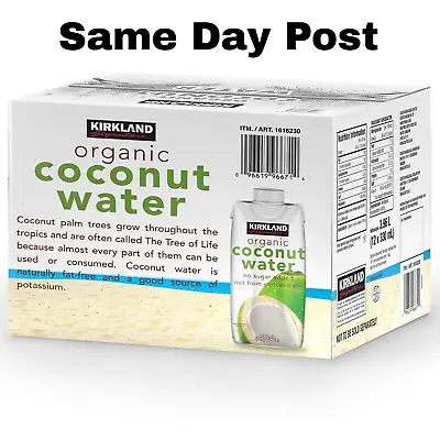 Kirkland Signature Organic Coconut Water Palm Tree No Sugar Carton Pack 12X330Ml • £20.98