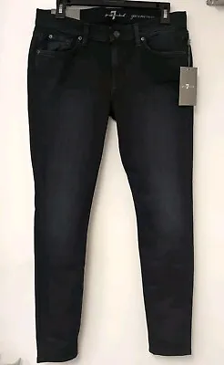 NWT - 7 FOR ALL MANKIND Women's 'GWENEVERE' Black Super SKINNY JEANS - Size 30 • $33.99