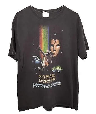 Vintage Michael Jackson Shirt Mens L Black Moonwalker Tour Concert Pop Band Tee • $22