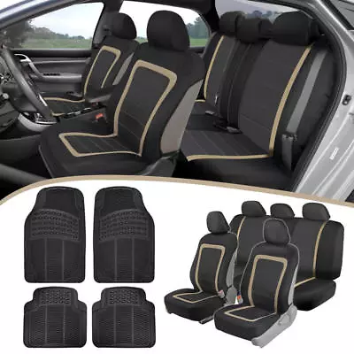 $39.95 • Buy Performance Smooth Car Seat Covers W/ Ridged Rubber Floor Liners Auto Mats Black