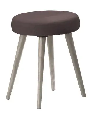 Dressing Table Stool Brown Fabric Round Top Grey Oak Effect Legs • £59.99