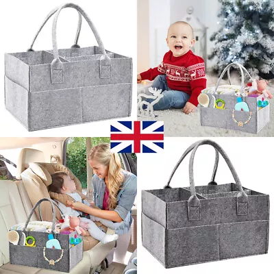 Baby Diaper Caddy Organizer Felt Changing Nappy Kids Storage Carrier Bag Grey UK • £5.69