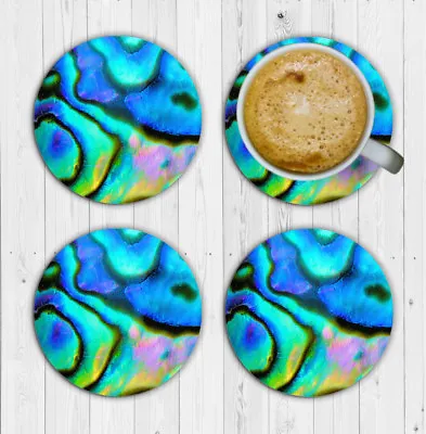 Abalone Drink Coasters Set Of Four Neoprene • $7.20