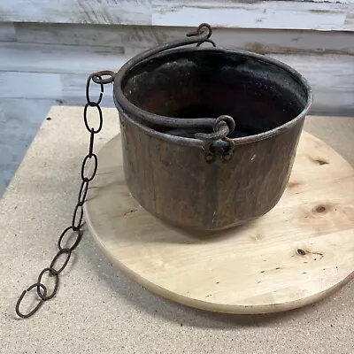 Vintage Hammered Copper Hanging Cauldron Planter 8 1/4x6  • $29.99