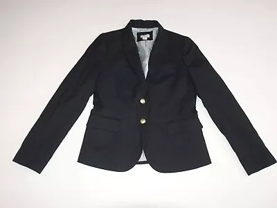 J. Crew Women's Schoolboy 2 Button Blazer Jacket Size 4 Black Wool 92480 • $36.99
