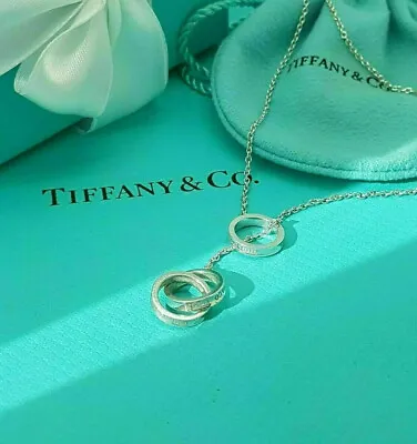 £374.99 • Buy Tiffany & Co. RARE 1837 Sterling Silver 3 Interlocking Circles Lariat Necklace