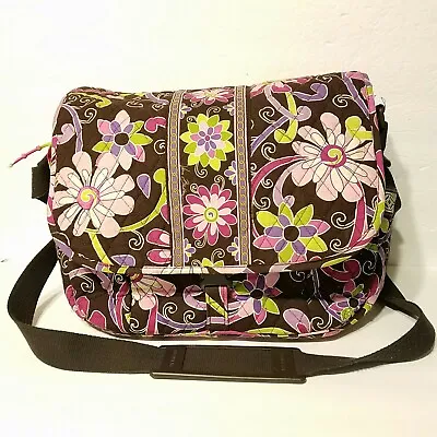 Vera Bradley Attaché Messenger Laptop Baby Bag Crossbody Purple Punch Mint!  • $39.95