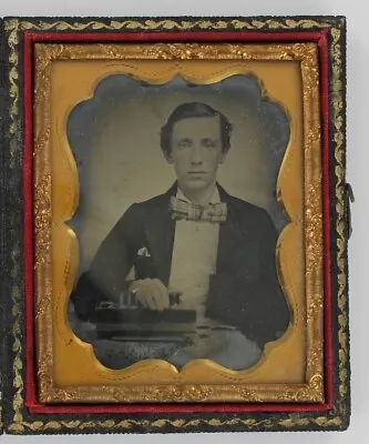 Handsome Young Accordion Musician 1860 Flutina Musical Instrument Tintype Photo • $899