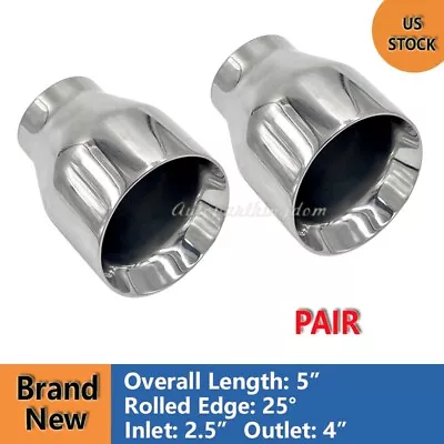 Pair Stainless Steel Exhaust Tip Duo Layer Angle 25° 2.5  Inlet 4  Outlet 5  OL • $46.12